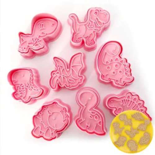 Dinosaur Cookie Cutters and Impression Stamps - set of 8